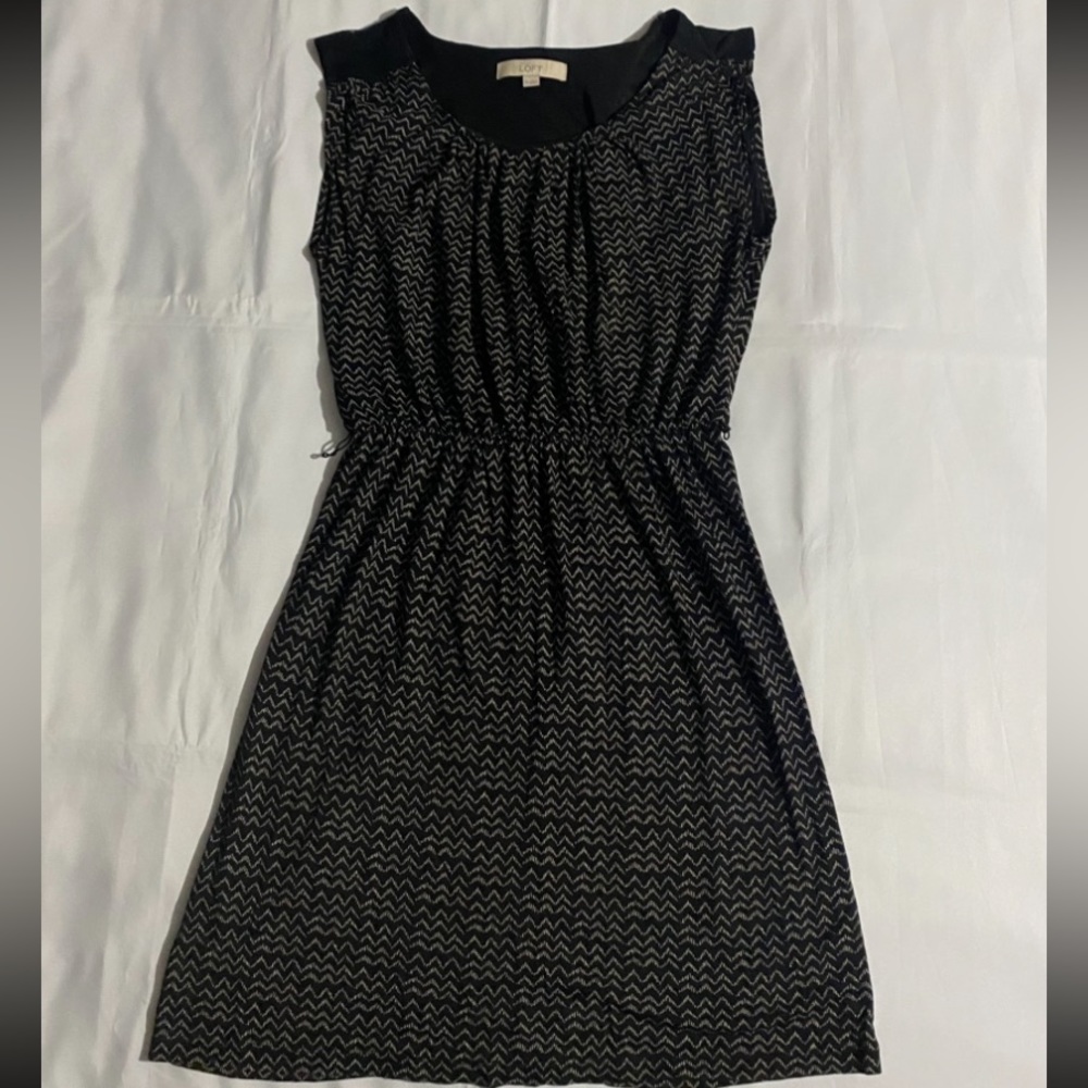 Ann Taylor LOFT Patterned Cinched Waist Sleeveless Dress